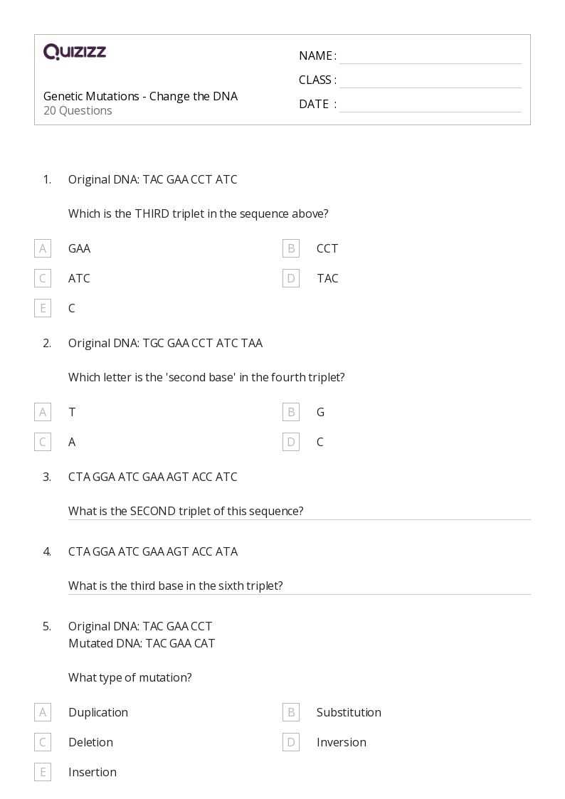 mutations practice worksheet