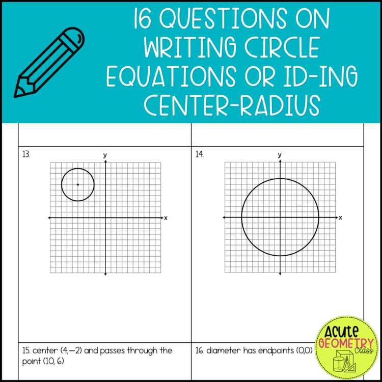 writing the equation of a circle worksheet