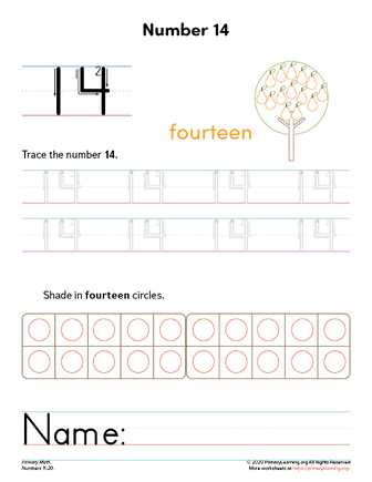 preschool number 14 worksheet