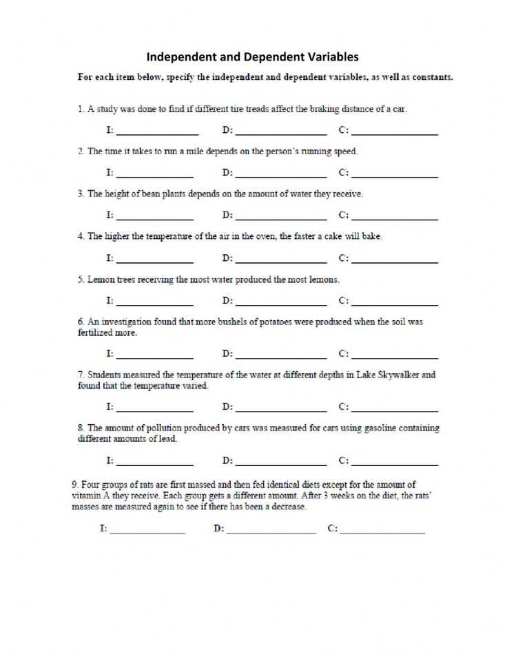 science variables worksheet