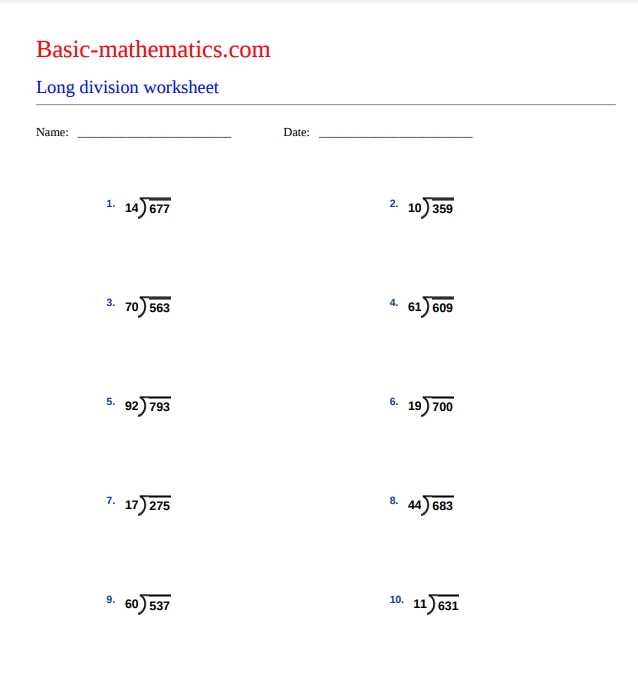 easy division worksheet