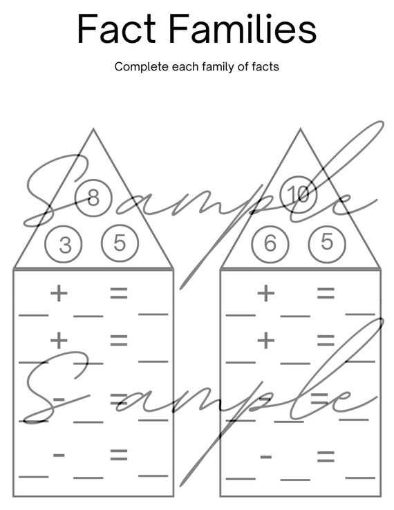 fact family triangles worksheets