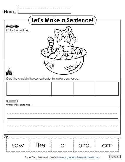 build sentences worksheets