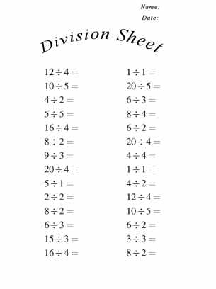 division math problems worksheets