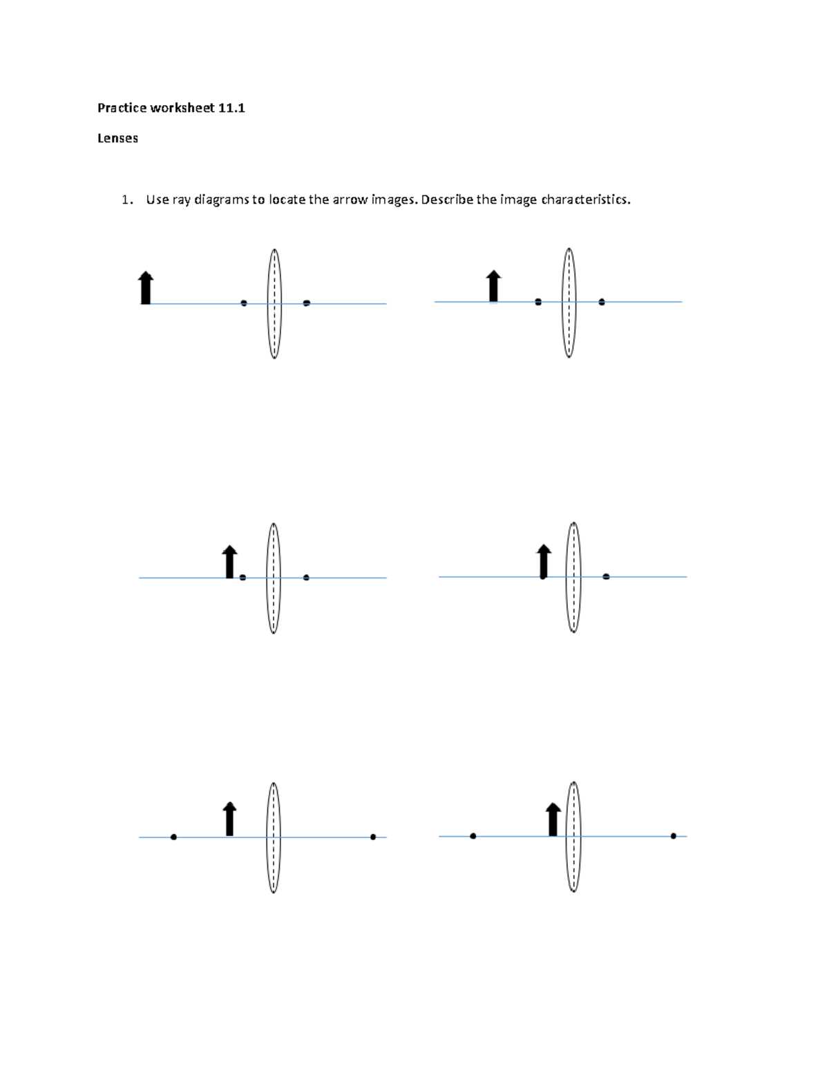 converging ray diagrams worksheet
