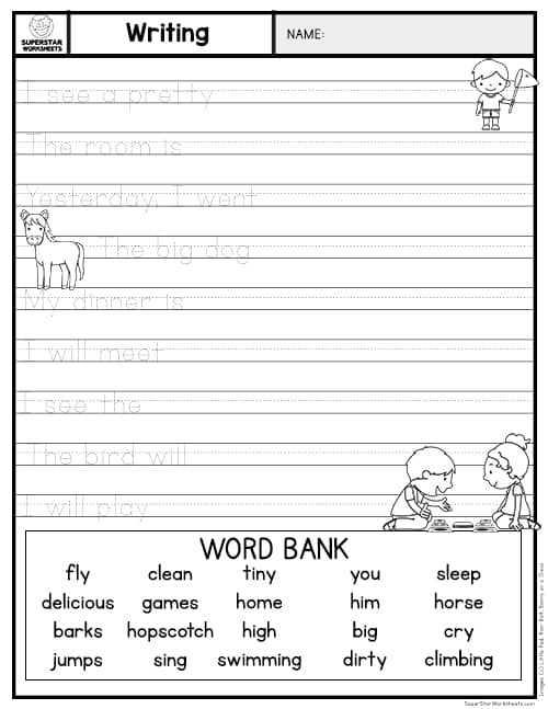 simple sentence worksheets