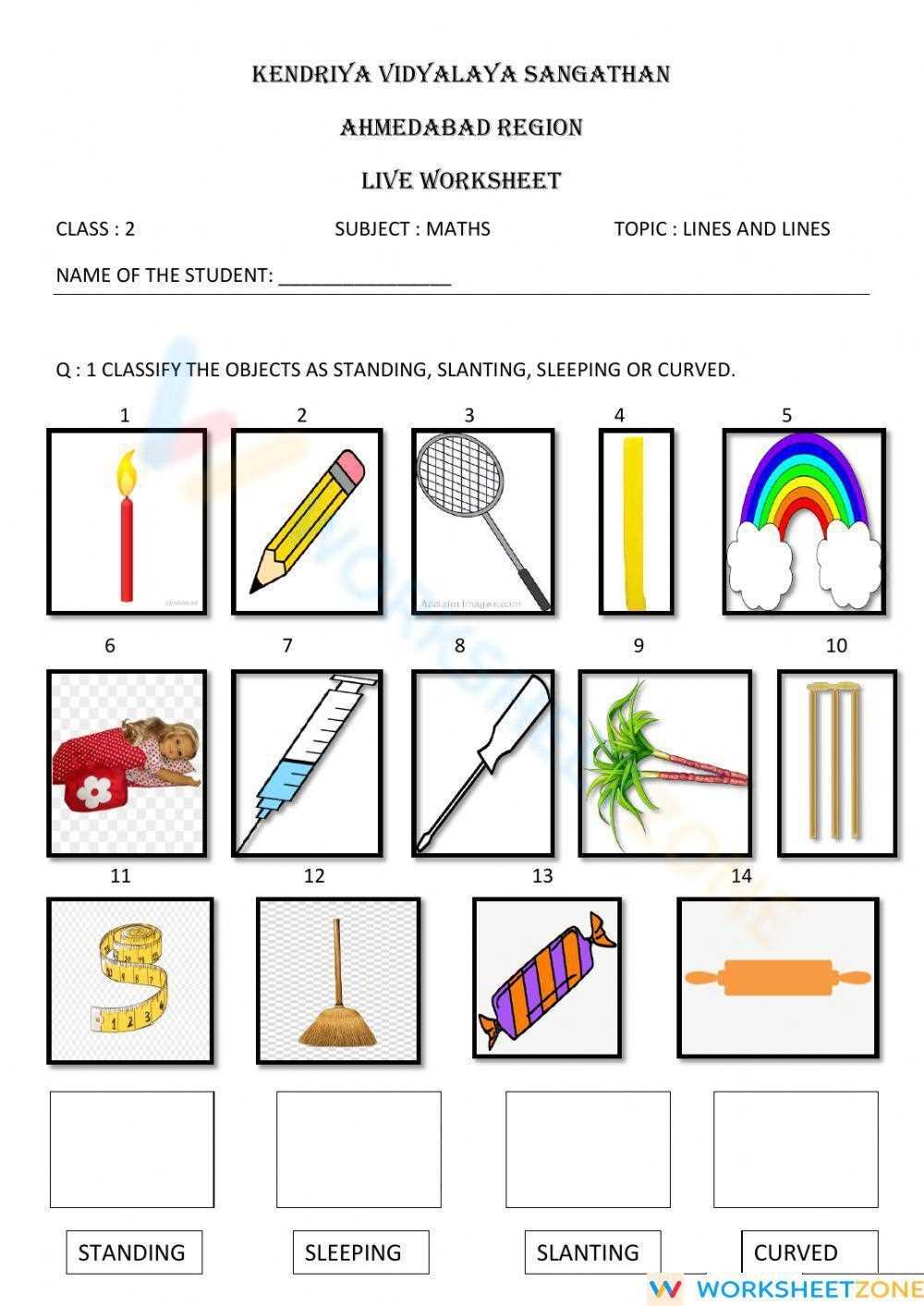 types of lines worksheet