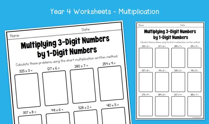 multiplying 3 digits by 1 digit worksheet