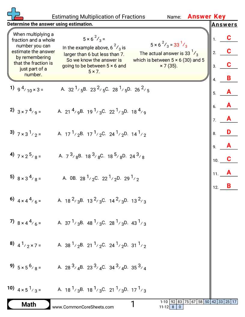 fractions multiplication worksheets