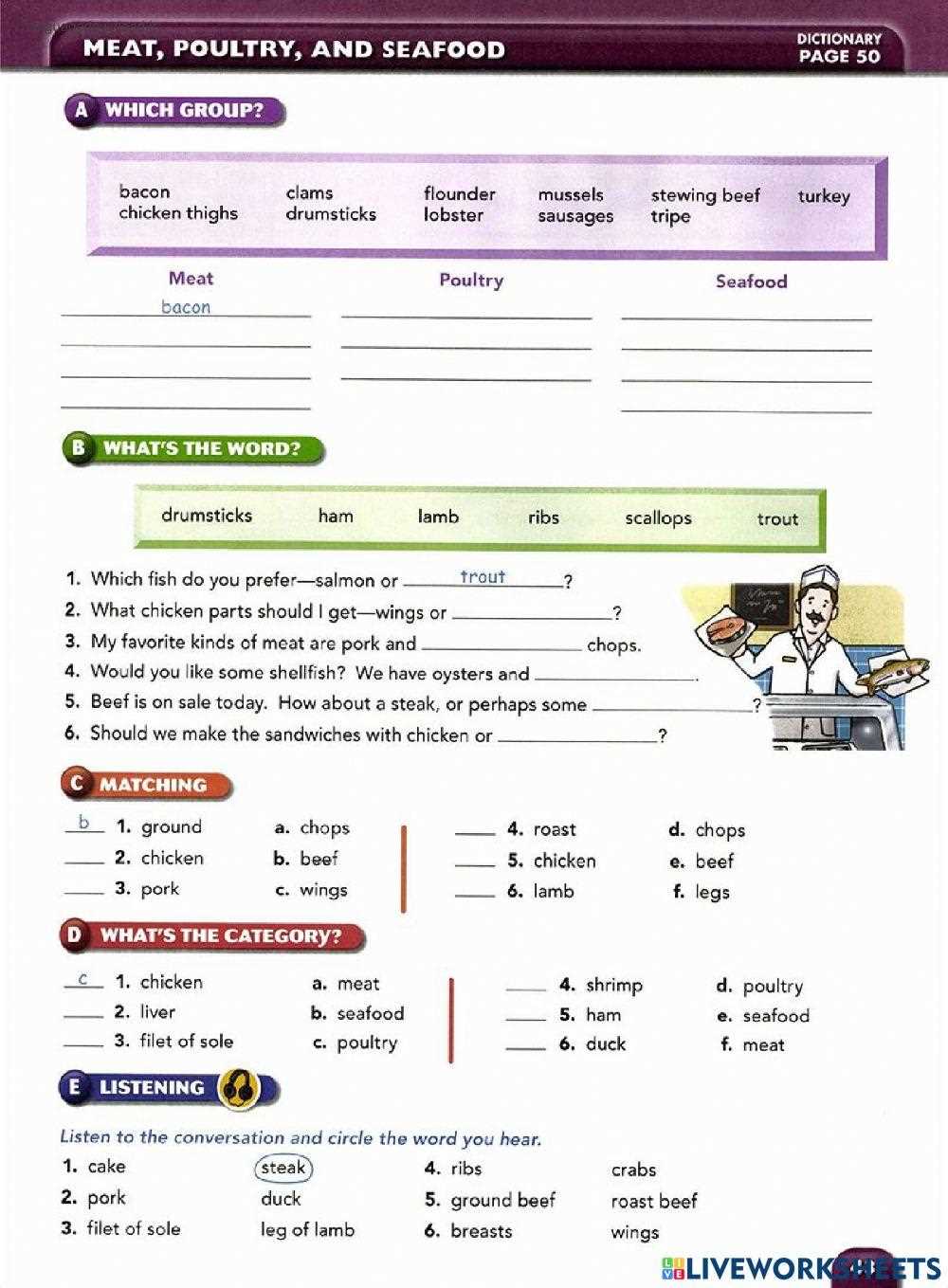 cooking poultry worksheet
