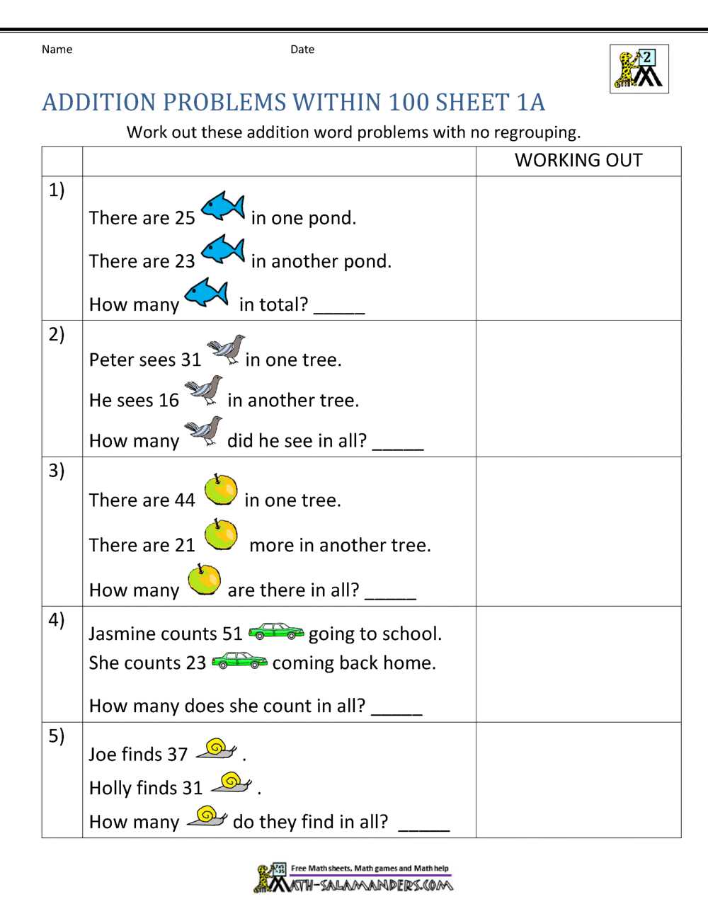 addition word problems worksheet for class 2