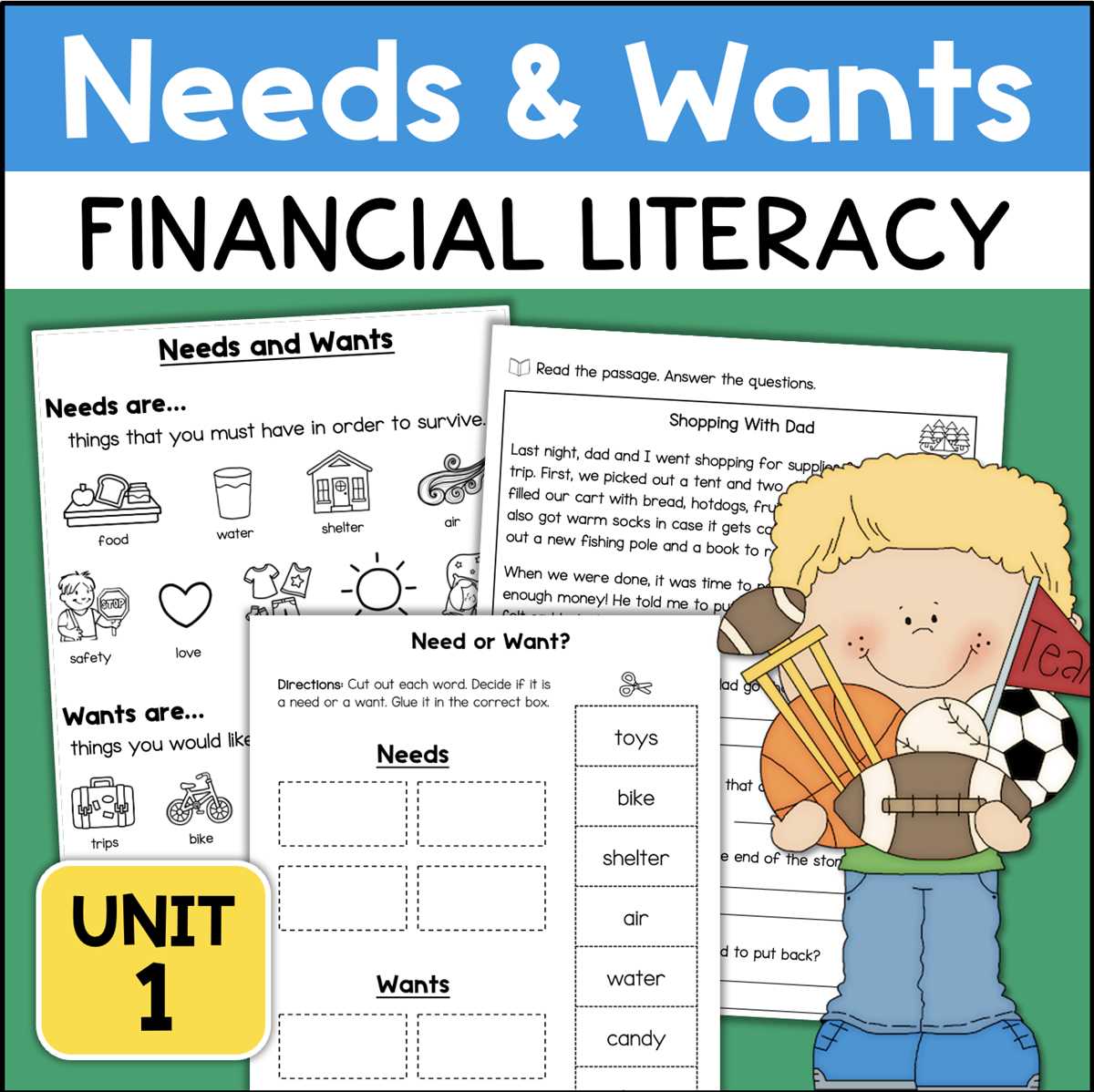 needs and wants worksheet