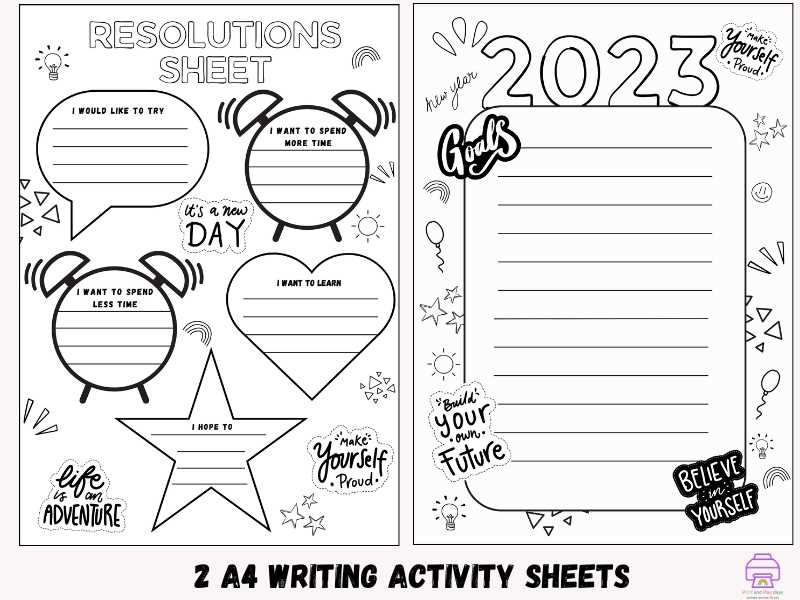new years resolution worksheet for kids