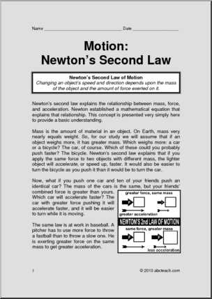 newtons second law worksheet