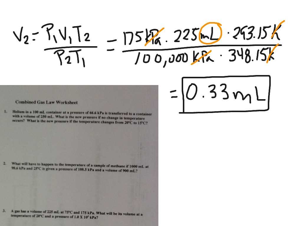 combined gas law worksheet