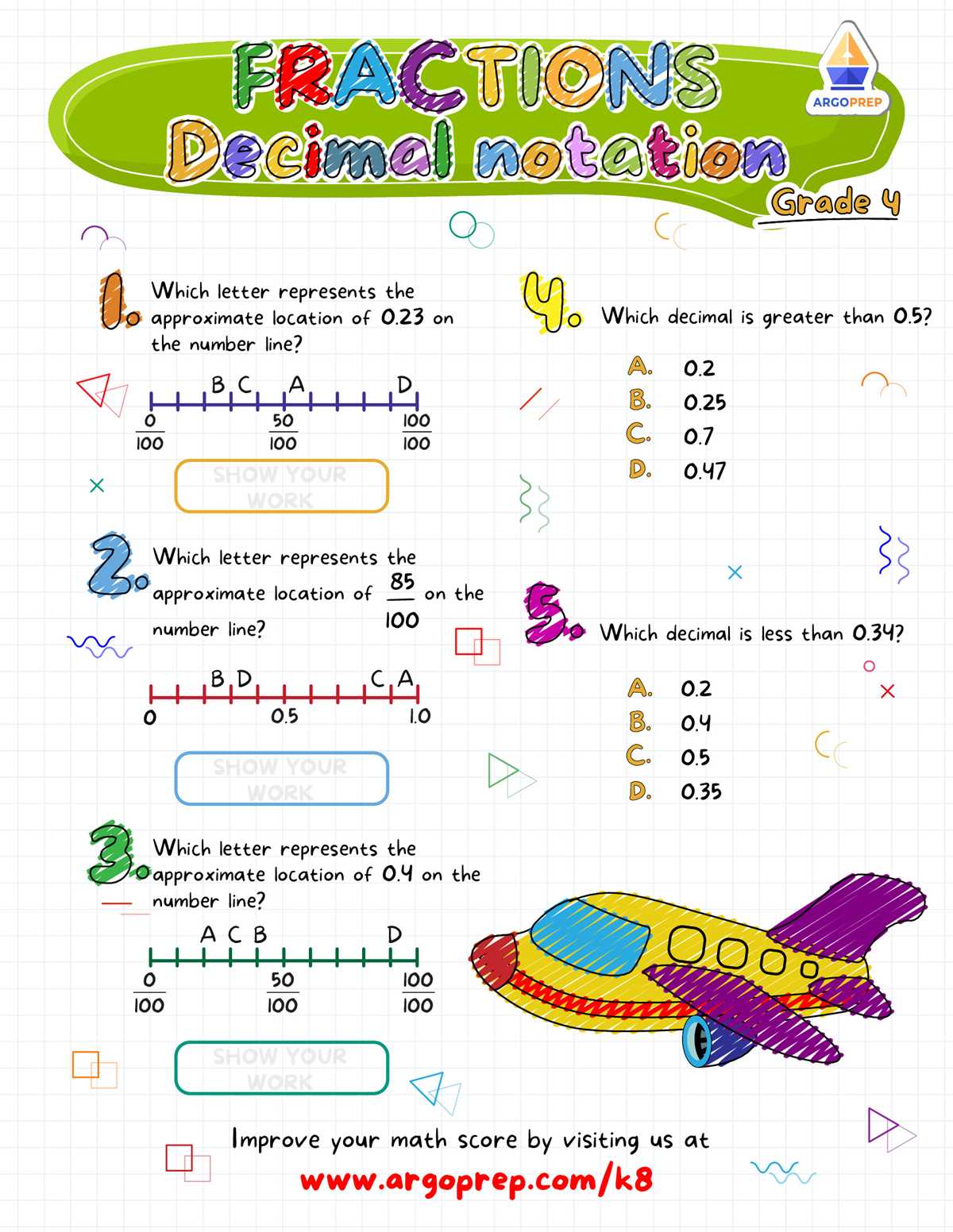 decimal numbers on a number line worksheet