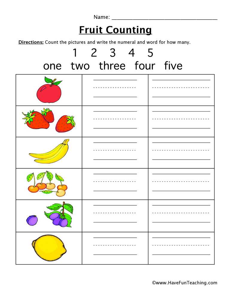 fruits worksheet