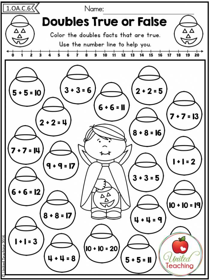 doubles addition facts worksheet