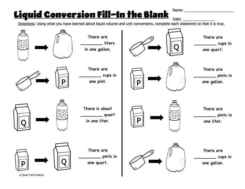 liter worksheet