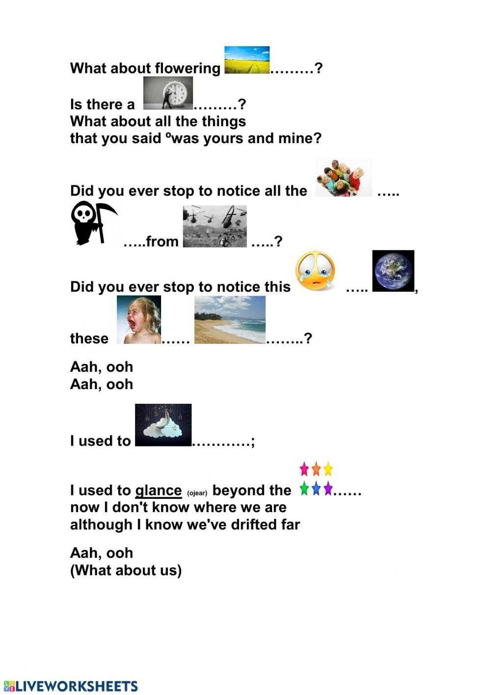 earth song worksheet
