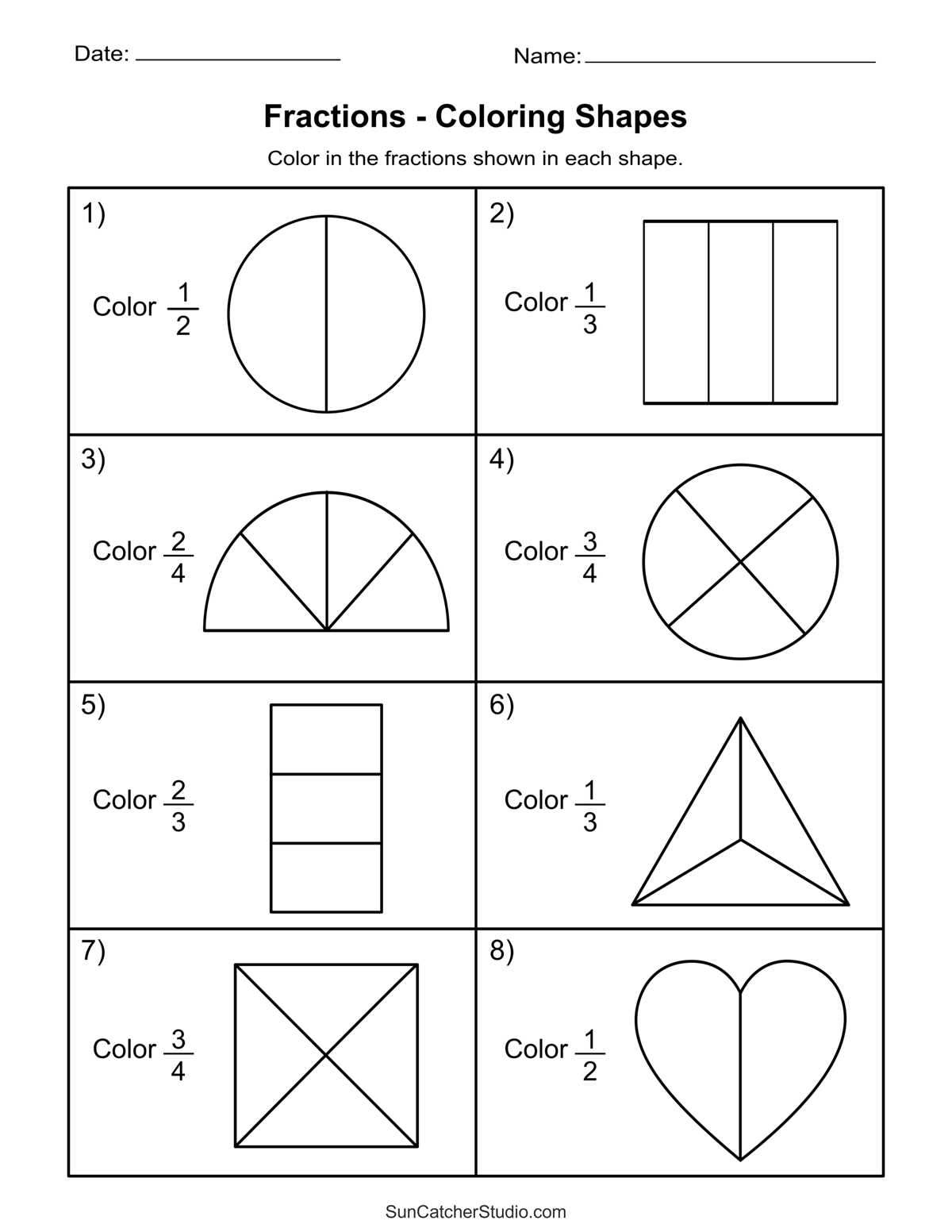 fractions worksheets grade 3