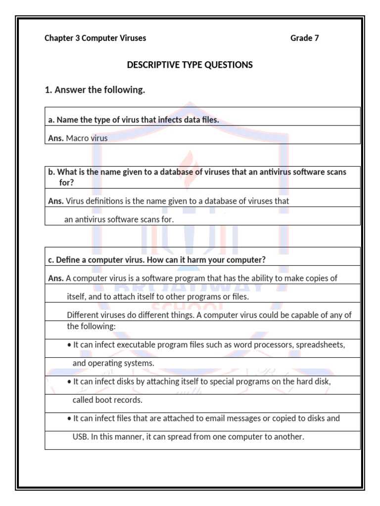 computer viruses worksheet