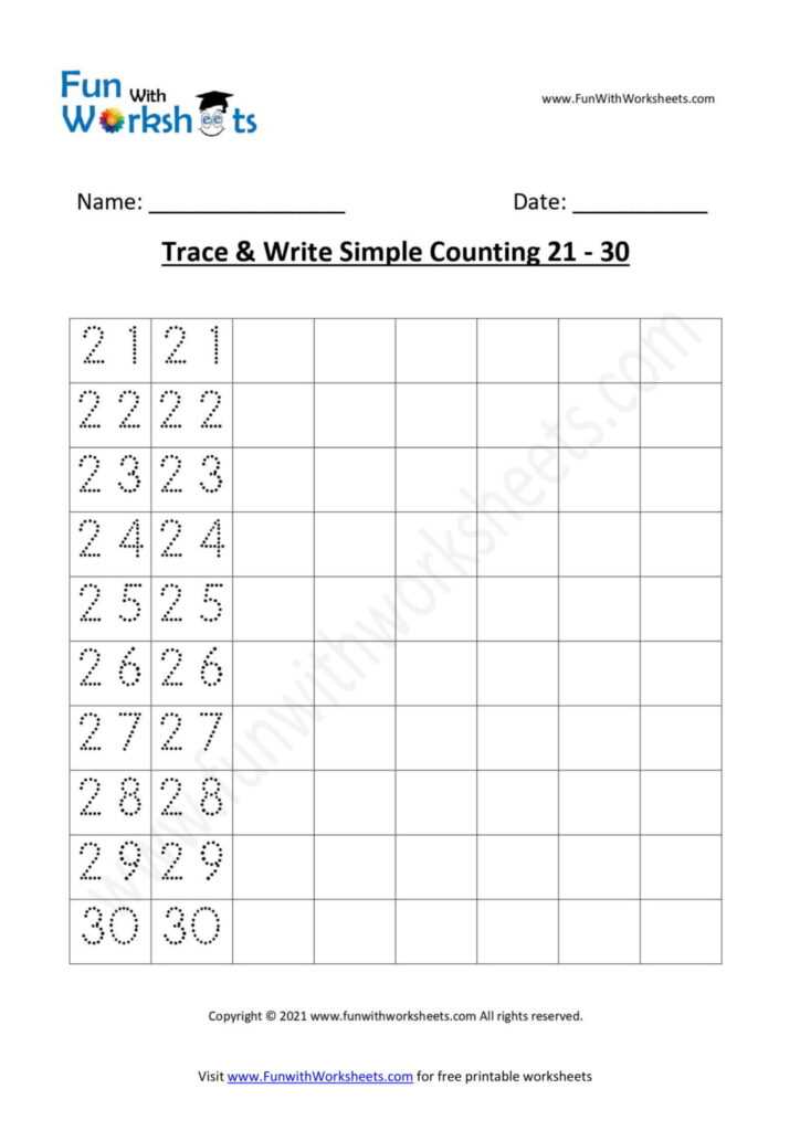 counting to 30 worksheets