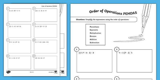 order of operations practice worksheet