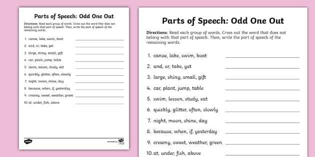 7th grade parts of speech worksheets