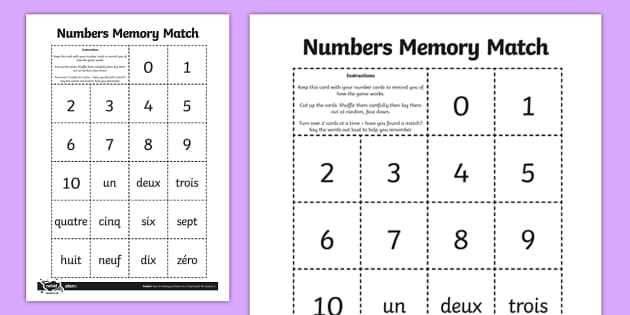 french numbers worksheet