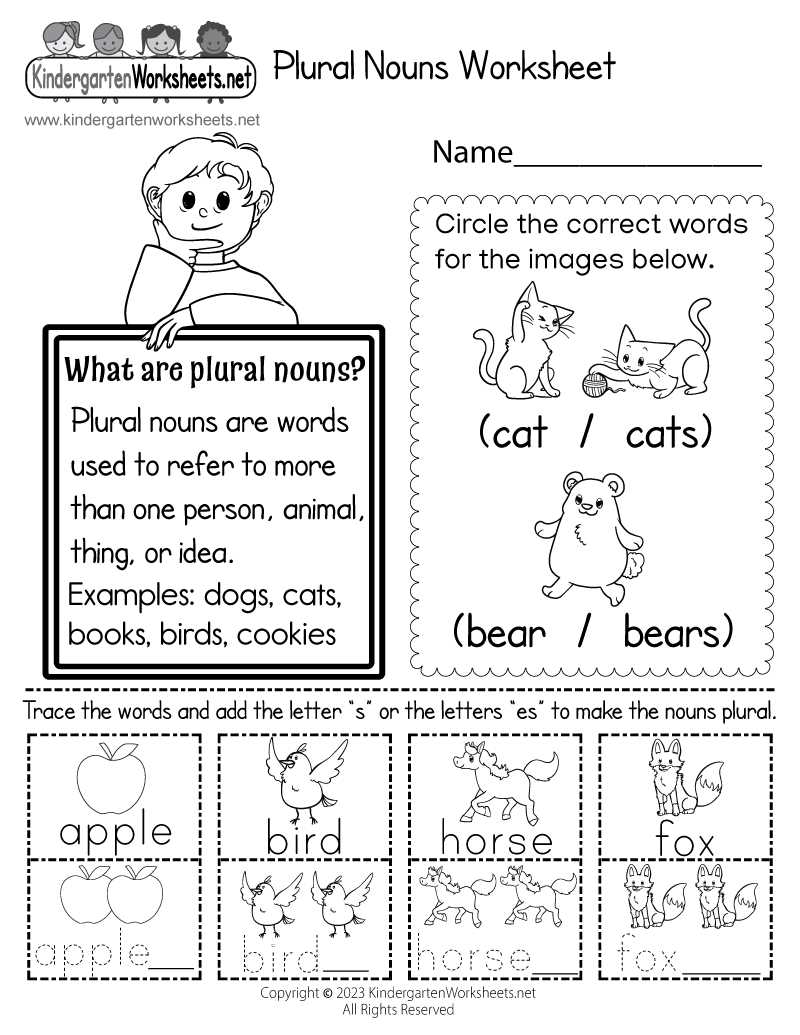 noun worksheet kindergarten
