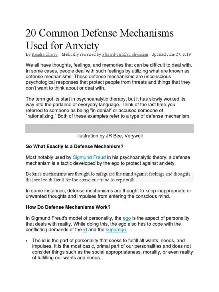 defense mechanisms worksheet therapist aid