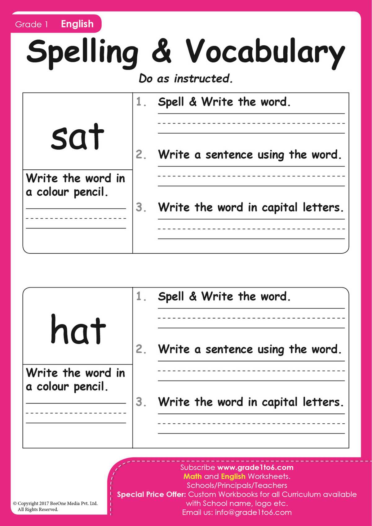 1st grade vocabulary words worksheets