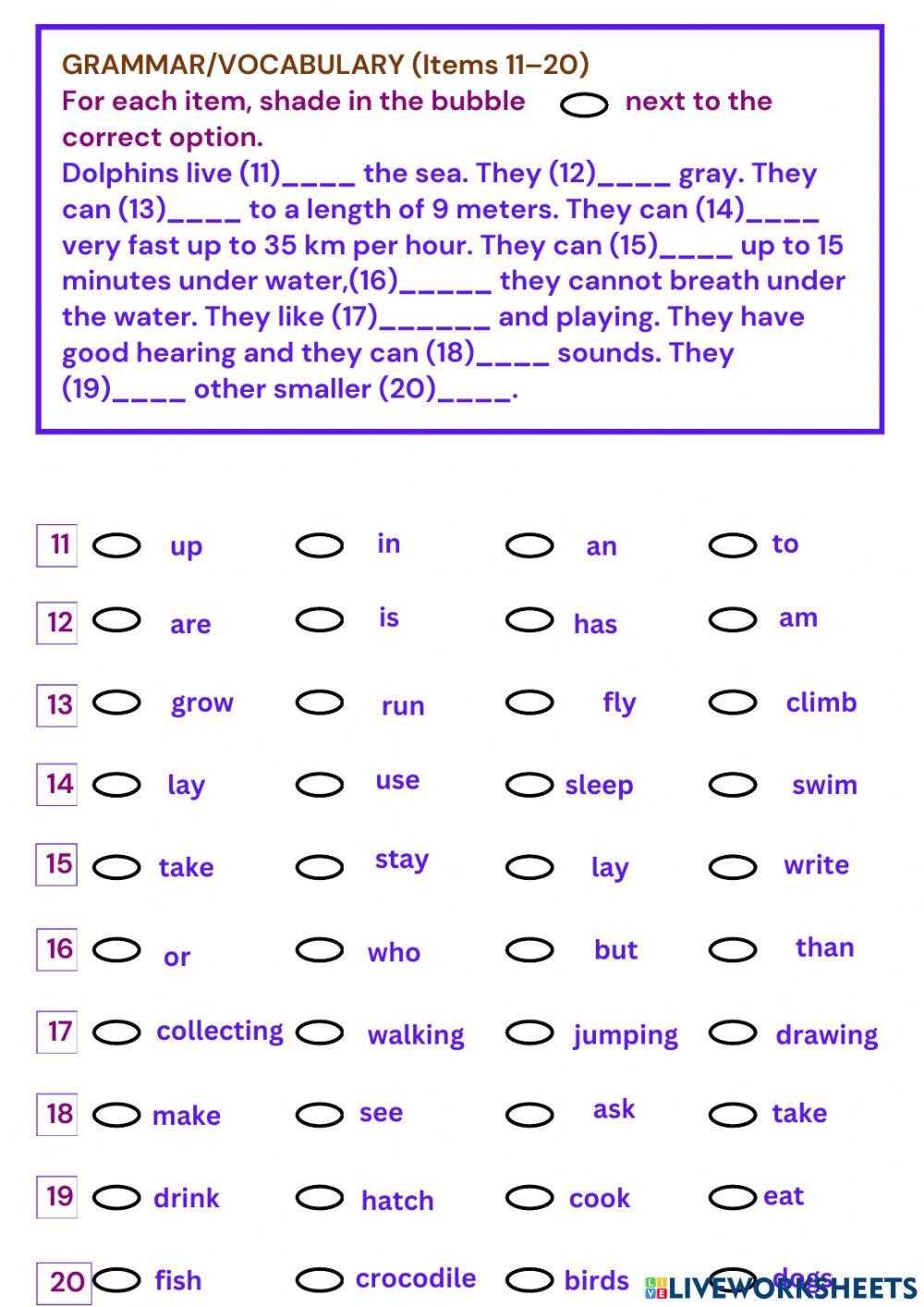 grammar for 6th graders worksheets