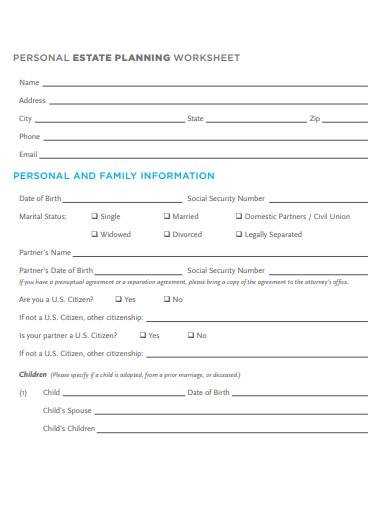 simple estate planning worksheet