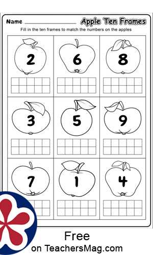 apple ten frame worksheet