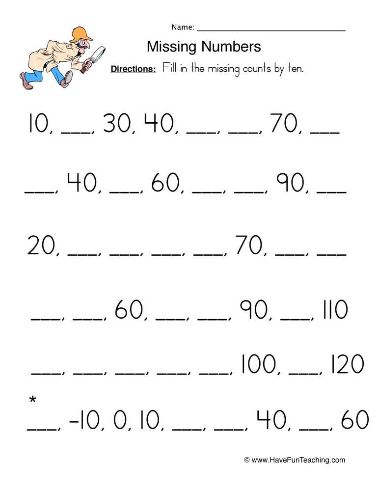 counting by ten worksheets