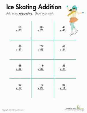 addition worksheets 2 digit without regrouping