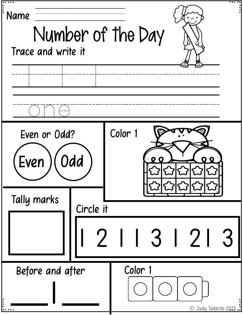 number of the day worksheet example