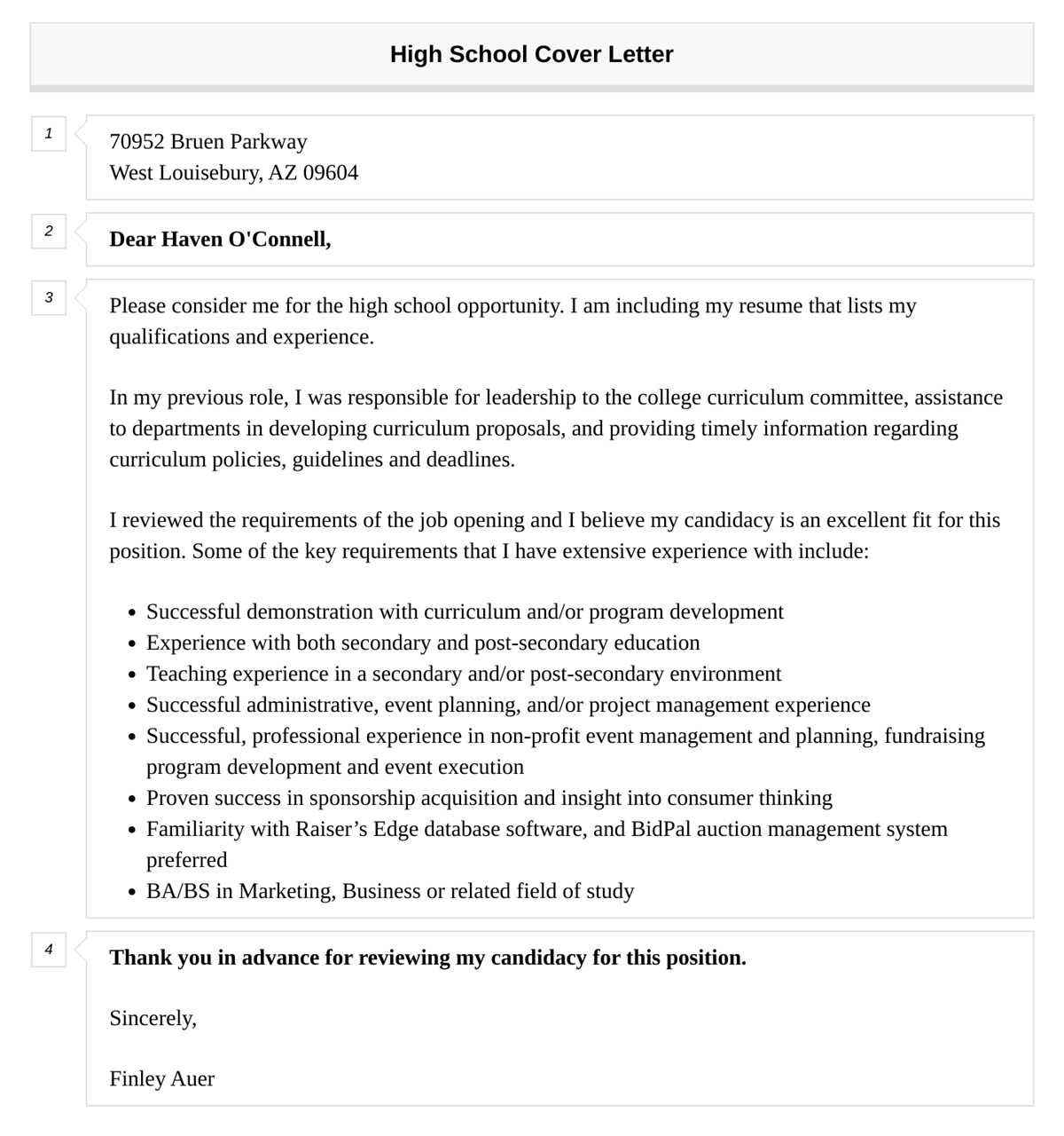 cover letter worksheet for high school students