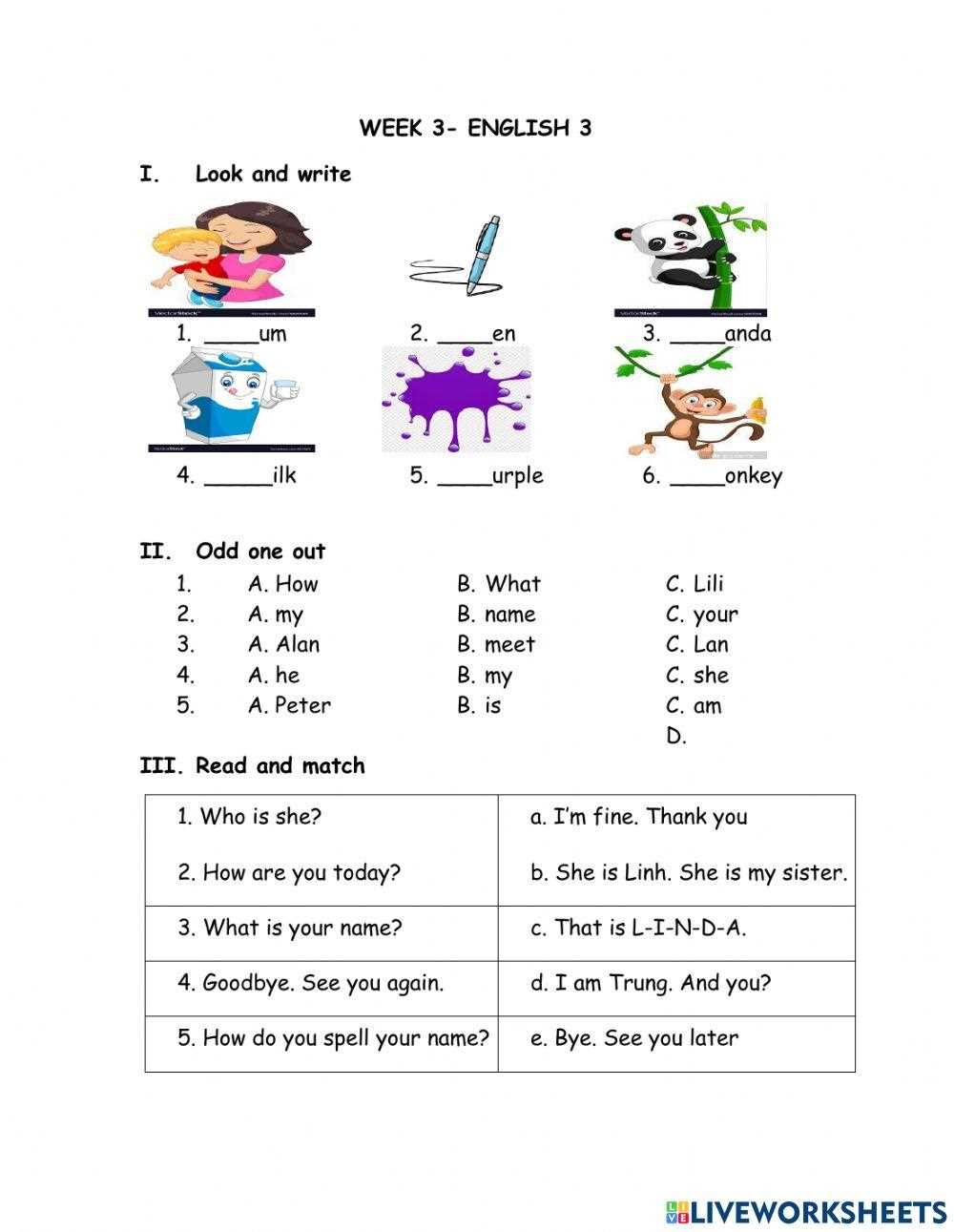 english 3rd grade worksheets