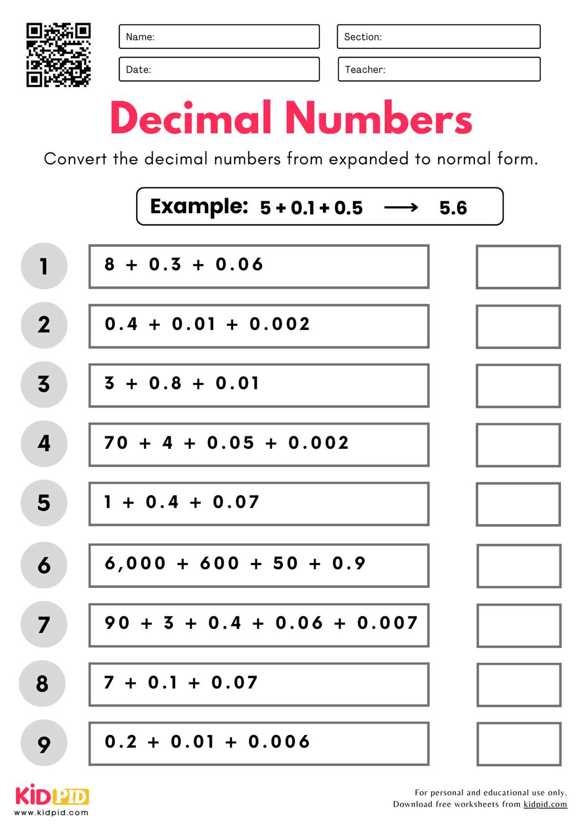 decimals worksheets grade 4
