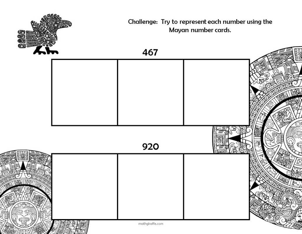 mayan mathematics worksheet