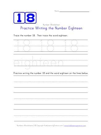 number 18 worksheets