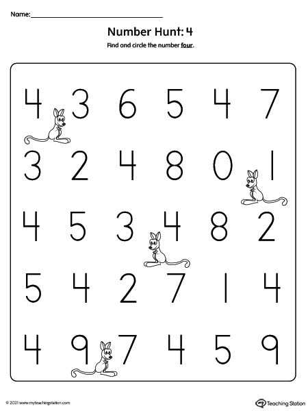 number 4 worksheets preschool