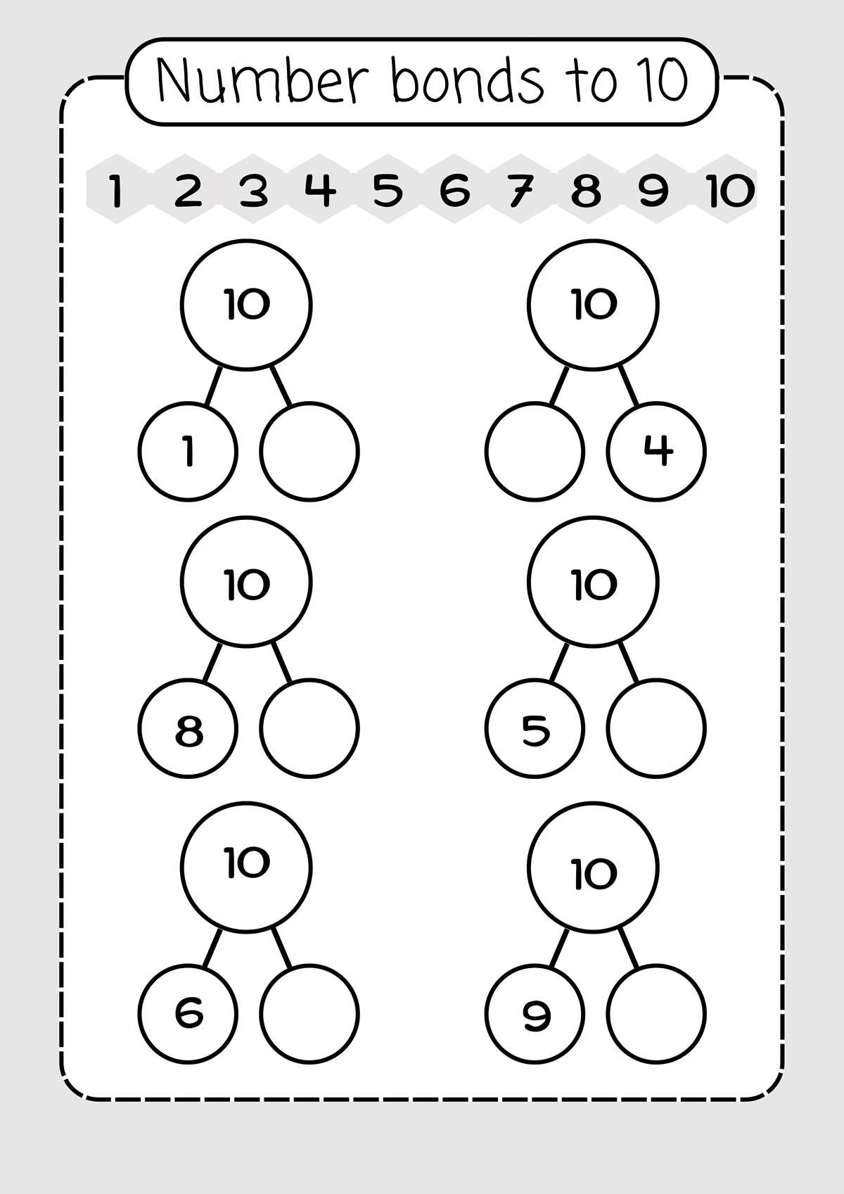 number bond worksheets