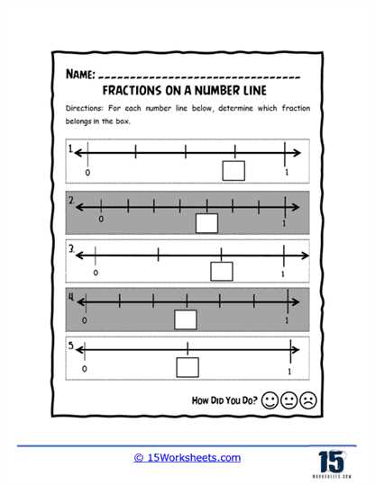 number line fraction worksheet