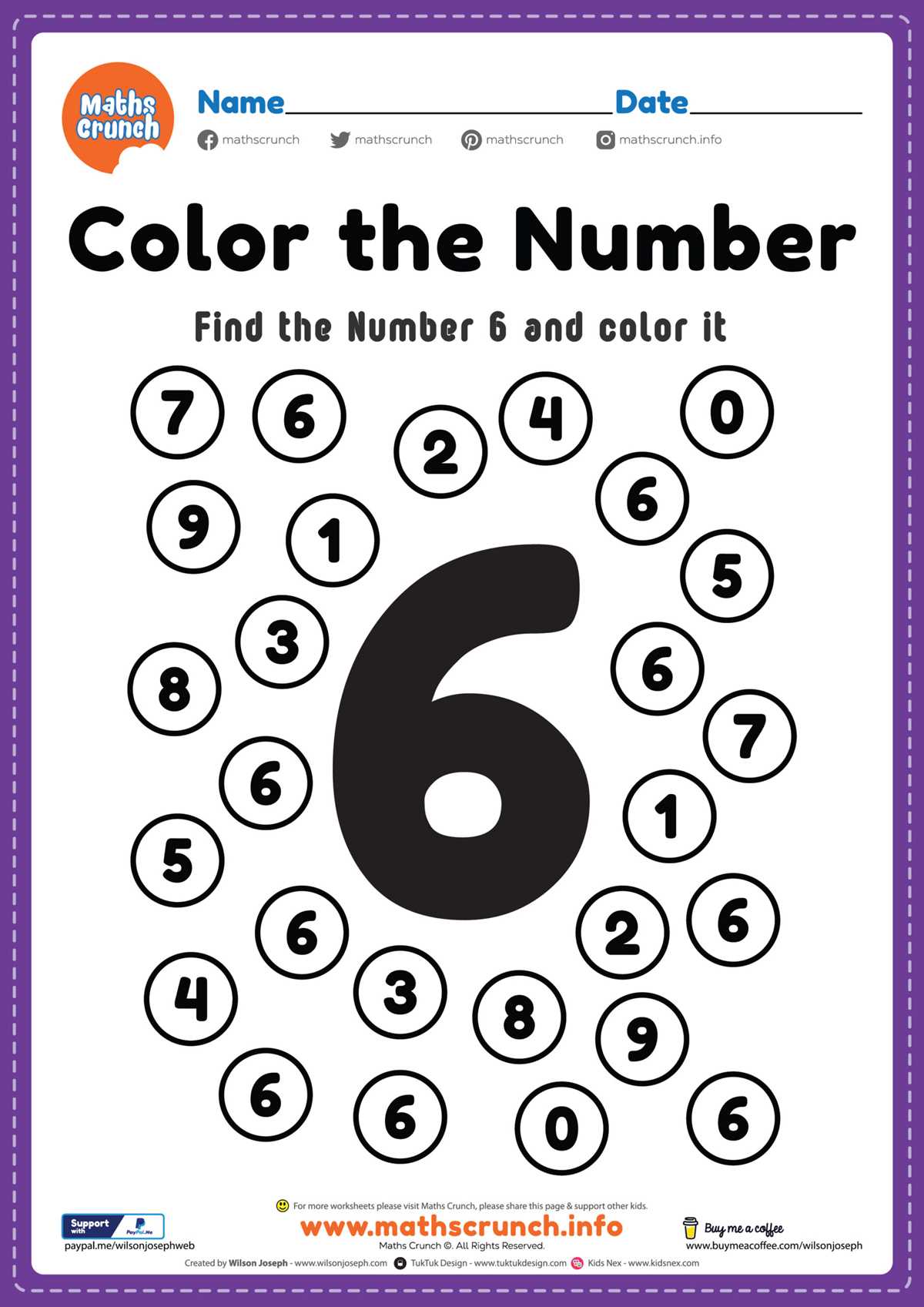 number six worksheet