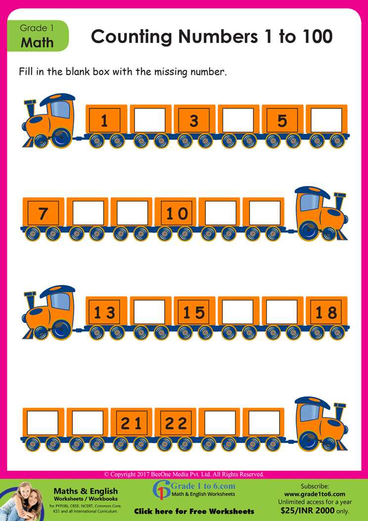number worksheets 1 100