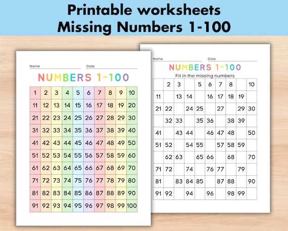 numbers 1 100 worksheets